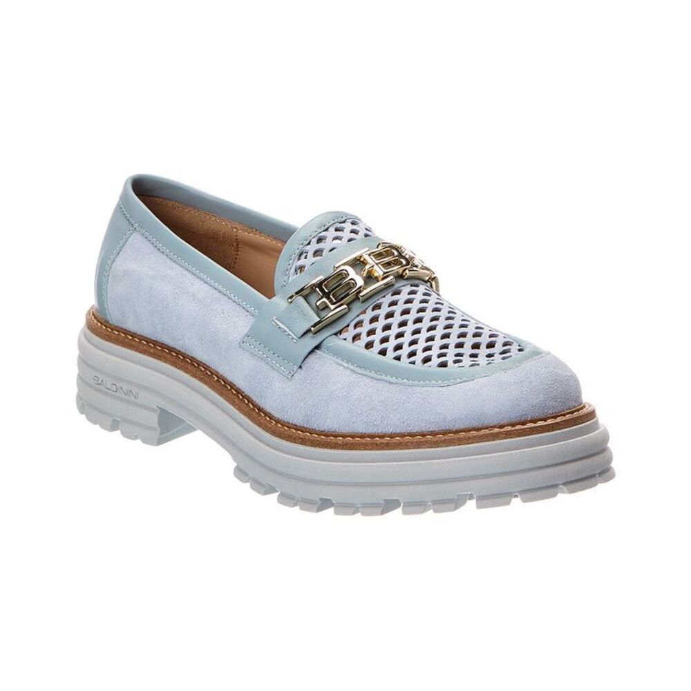 Baldinini Suede & Leather Loafer, Blue